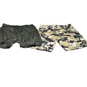 Women’s 1X 2pc. Camouflage and Black Stretchy Shorts